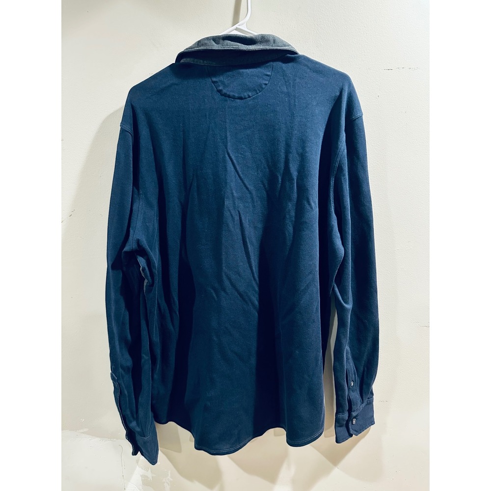 Banana Republic Luxury Brushed Cotton Shirt XL Navy Grey Colorblock Button Down